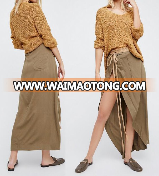 Hot selling wrap skirts denim washes party wear long skirts images