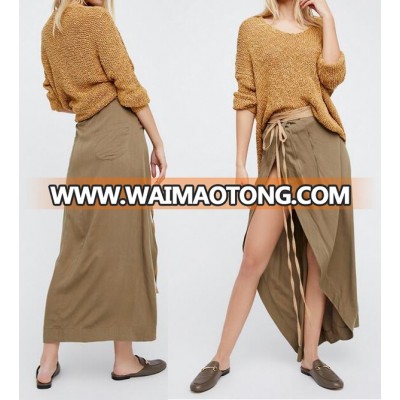 Hot selling wrap skirts denim washes party wear long skirts images