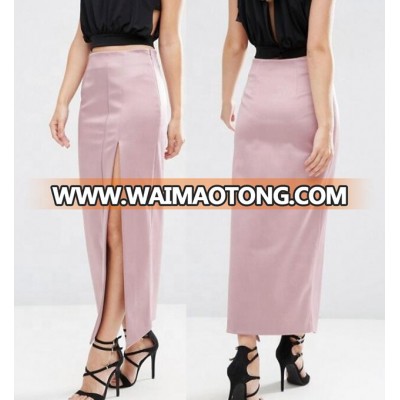 Latest Long Skirt Design Zip Side Fastening Satin Maxi Skirts for Women Fashion Custom Wholesale